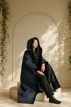 Gallery Hooded Faux Fur Trim Long Coat