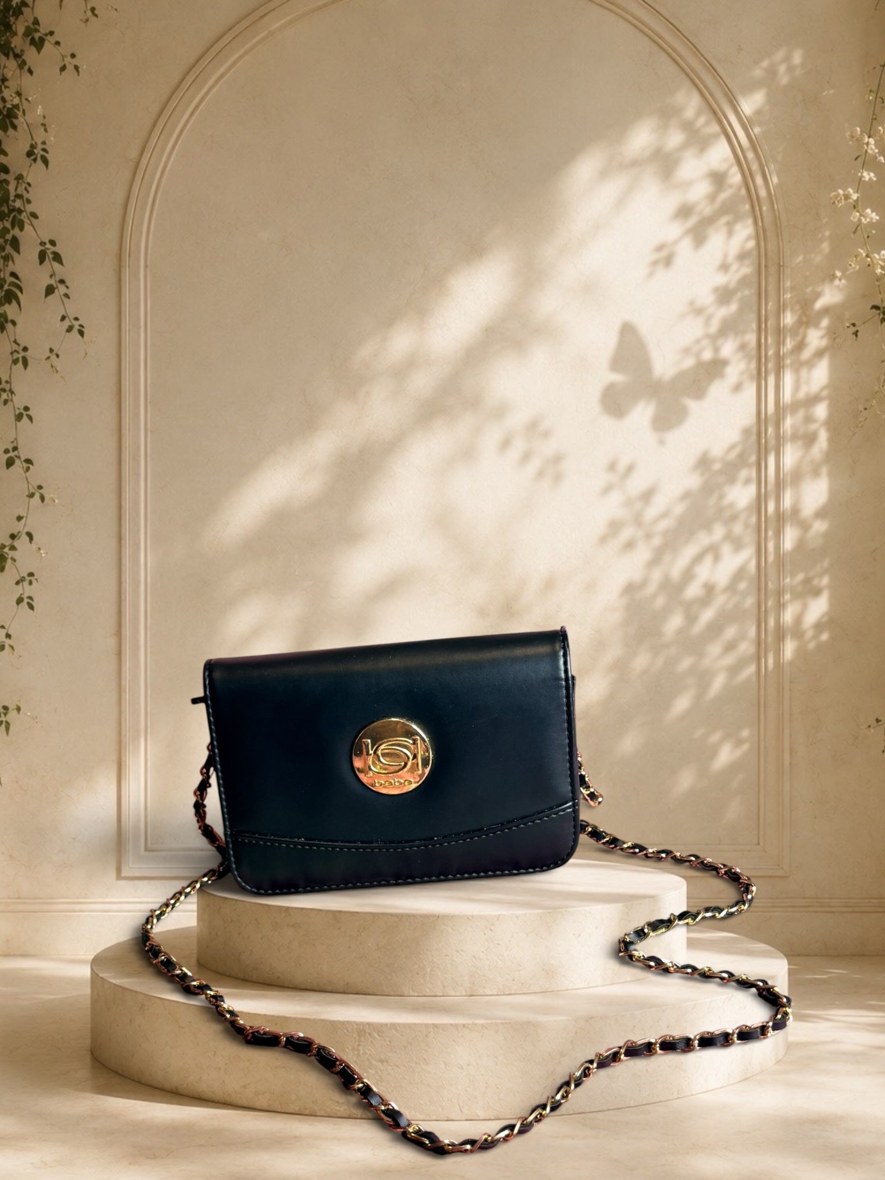 Bebe Faux Leather Chain Strap Crossbody Bag