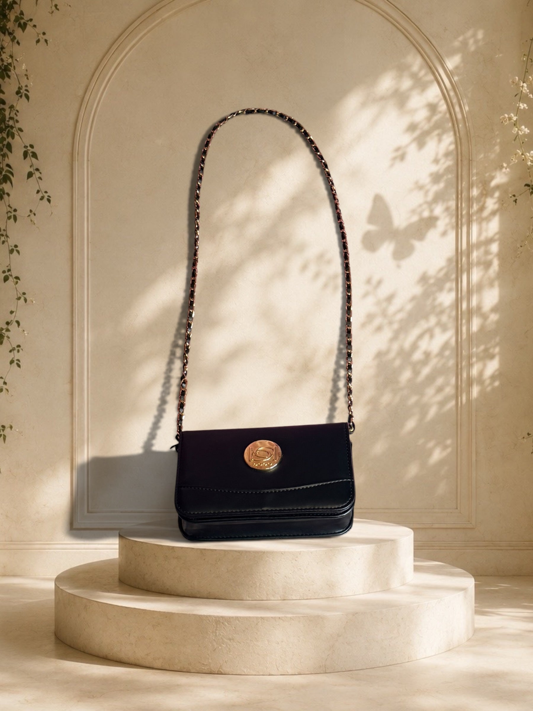 Bebe Faux Leather Chain Strap Crossbody Bag