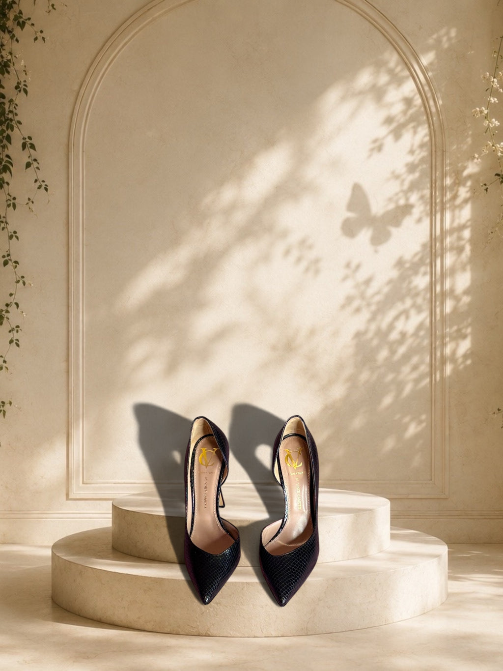 Vince Camuto d’Orsay Snakeskin-Embossed Pumps