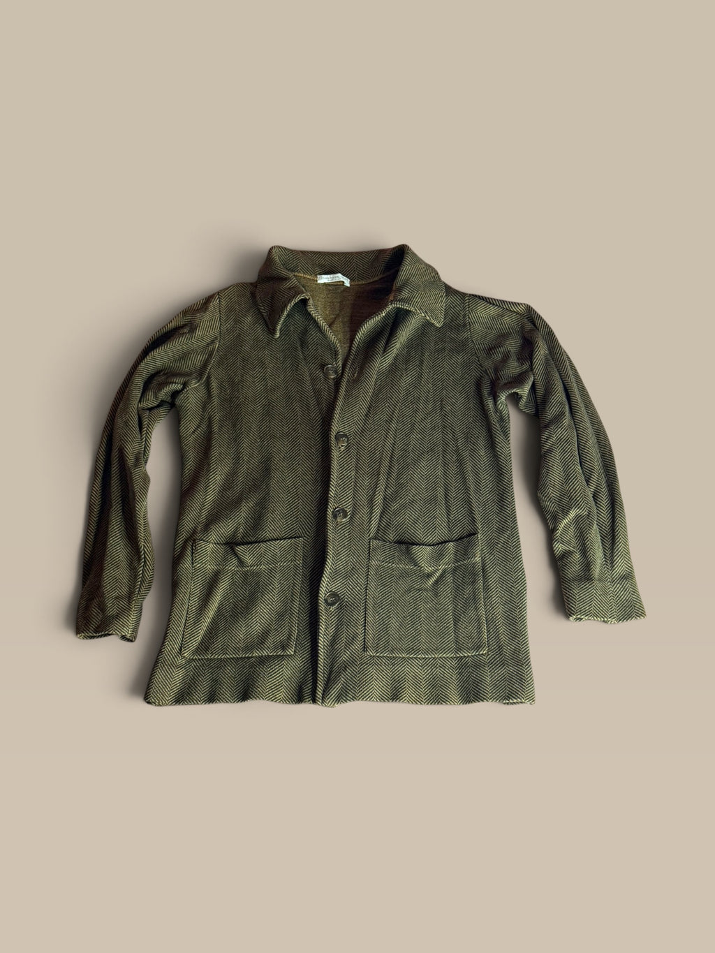 Joan Vass vintage knit shirt jacket with two front patch pockets