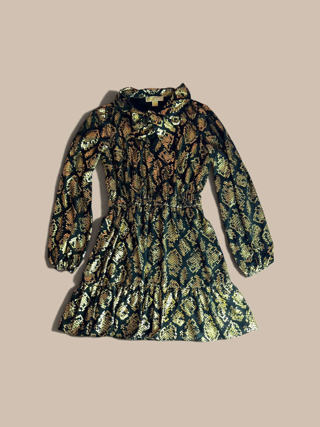 MICHAEL Michael Kors gold foil python print mini dress front view