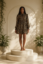 MICHAEL Michael Kors gold foil python print mini dress on model