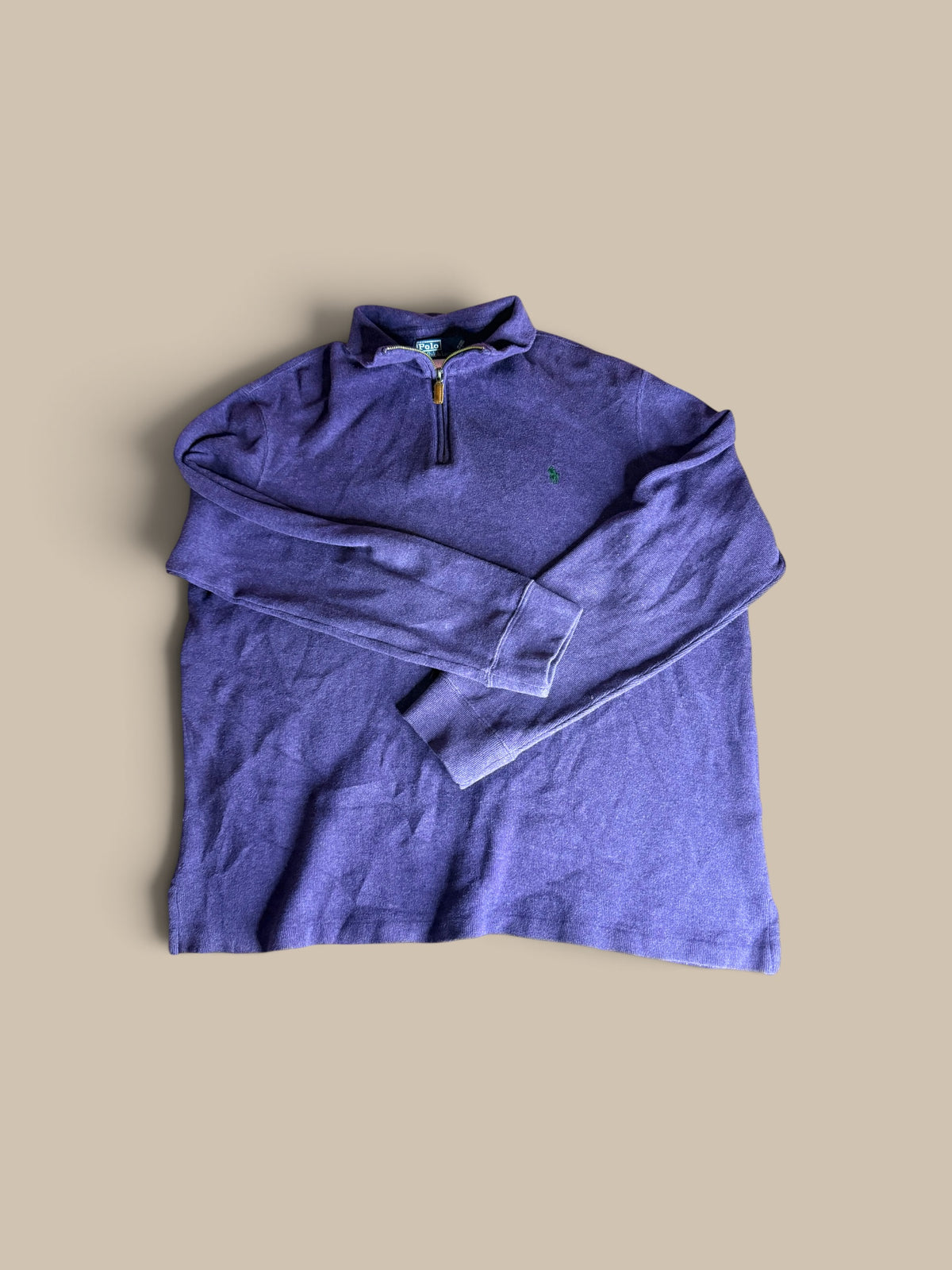 Polo Ralph Lauren Estate heather purple quarter-zip pullover flat lay